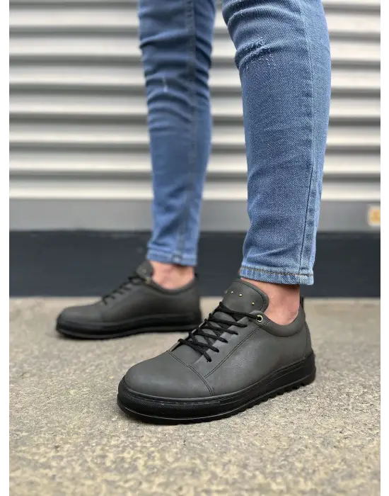 Tb152 Cool Bağcıklı Cilt Erkek Günlük Spor Klasik Ayakkabı Cst - Füme