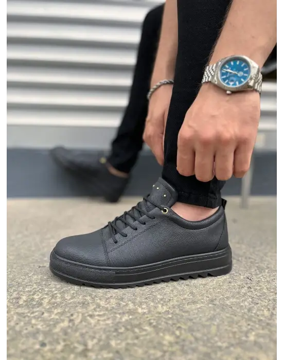 Tb152 Cool Bağcıklı Cilt Erkek Günlük Spor Klasik Ayakkabı Cst - Siyah