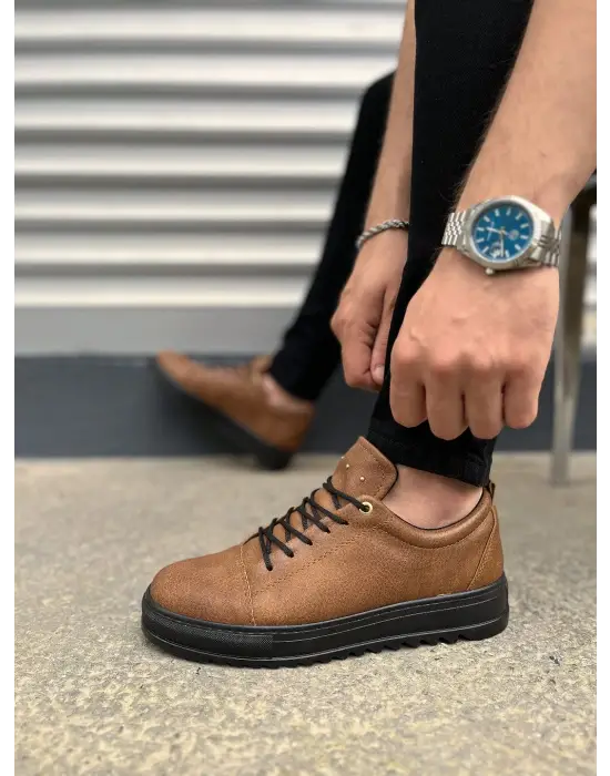 Tb152 Cool Bağcıklı Cilt Erkek Günlük Spor Klasik Ayakkabı Cst - Taba