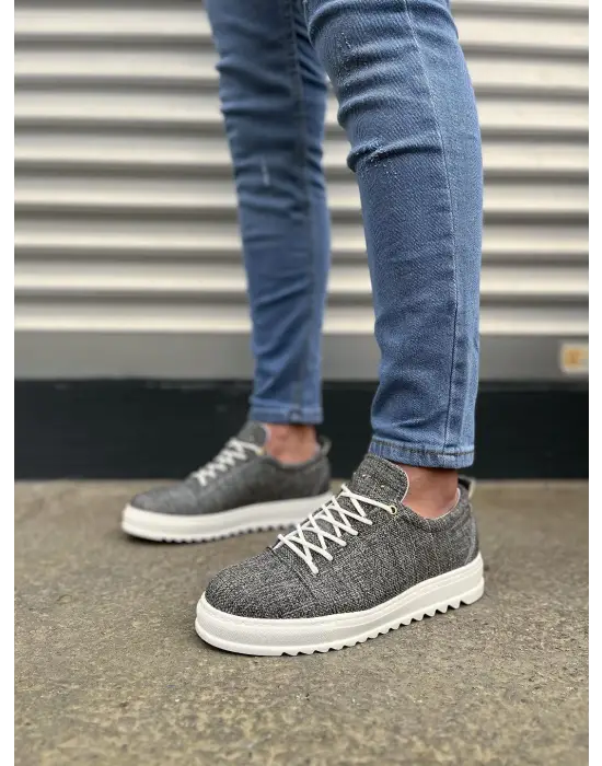 Tb152 Cool Bağcıklı Keten Erkek Günlük Spor Klasik Ayakkabı Kbt - Gri