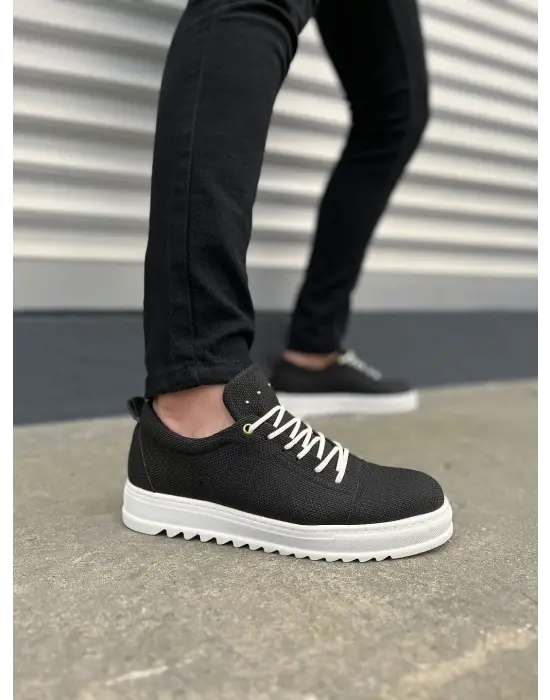 Tb152 Cool Bağcıklı Keten Erkek Günlük Spor Klasik Ayakkabı Kbt - Siyah