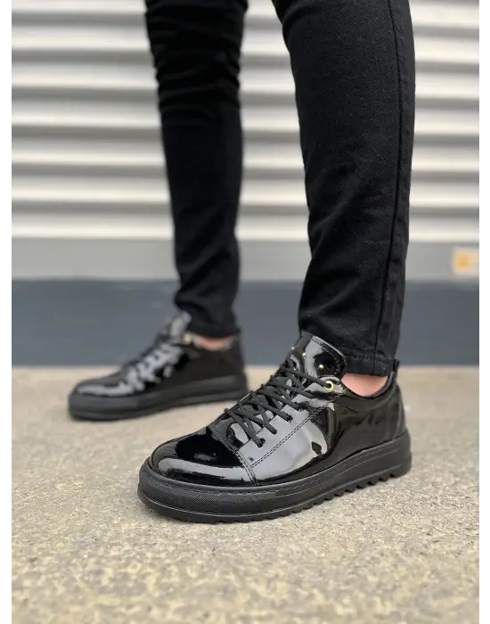 Tb152 Cool Bağcıklı Rugan Erkek Günlük Spor Klasik Ayakkabı Rst - Siyah