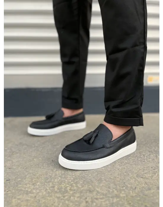 Tb153 Bloom Bağcıksız Püsküllü Cilt Erkek Günlük Spor Klasik Ayakkabı Cbt - Siyah