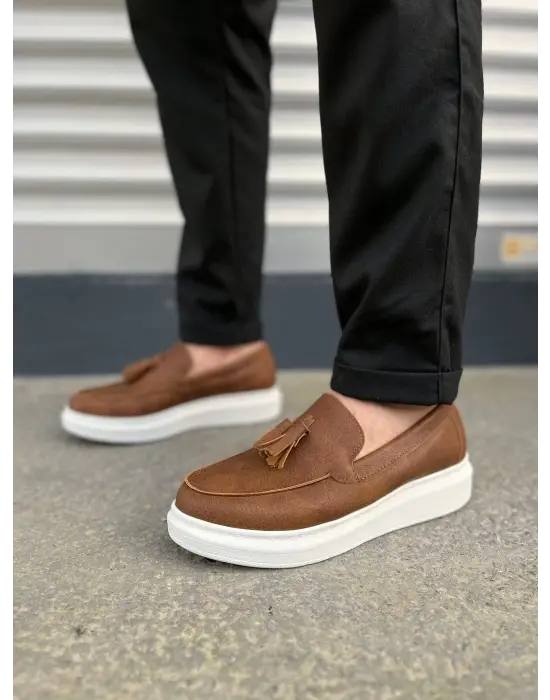 Tb154 Blaze Bağcıksız Püsküllü Cilt Erkek Günlük Spor Klasik Ayakkabı Cbt - Taba