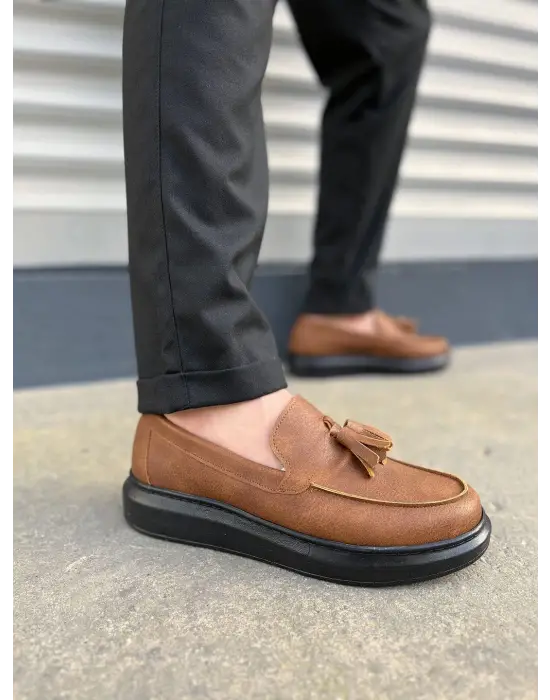 Tb154 Blaze Bağcıksız Püsküllü Cilt Erkek Günlük Spor Klasik Ayakkabı Cst - Taba