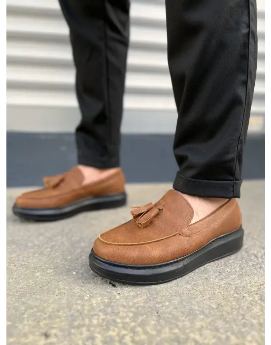 Tb154 Blaze Bağcıksız Püsküllü Cilt Erkek Günlük Spor Klasik Ayakkabı Cst - Taba