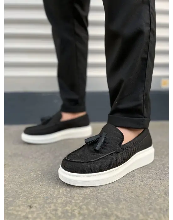 Tb154 Blaze Bağcıksız Püsküllü Keten Erkek Günlük Spor Klasik Ayakkabı Kbt - Siyah