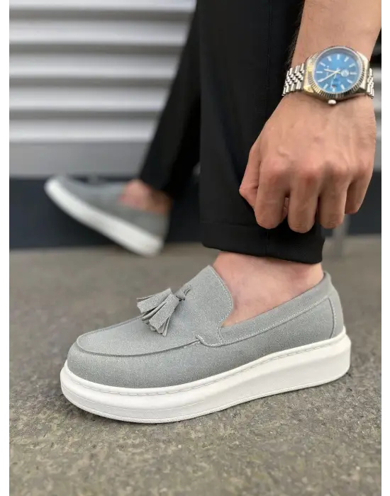 Tb154 Blaze Bağcıksız Püsküllü Süet Erkek Günlük Spor Klasik Ayakkabı Sbt - Gri