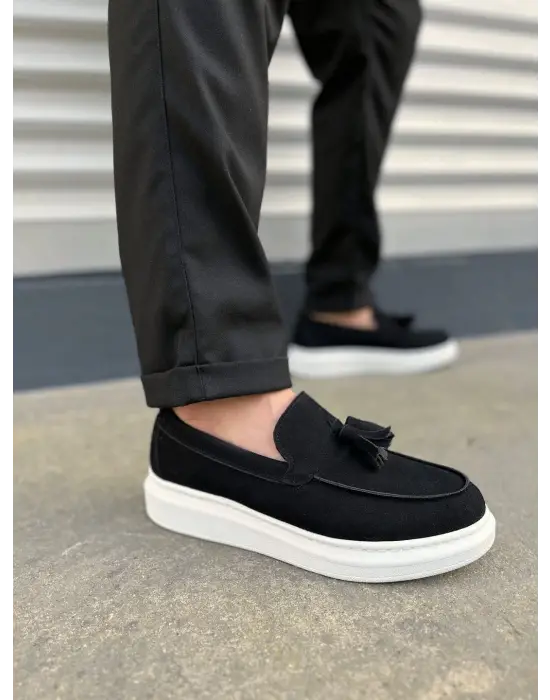 Tb154 Blaze Bağcıksız Püsküllü Süet Erkek Günlük Spor Klasik Ayakkabı Sbt - Siyah