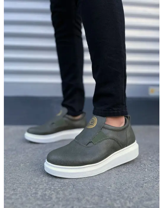 Tb161 Hippo Bağcıksız Cilt Erkek Günlük Sneaker Ayakkabı Cbt - Haki