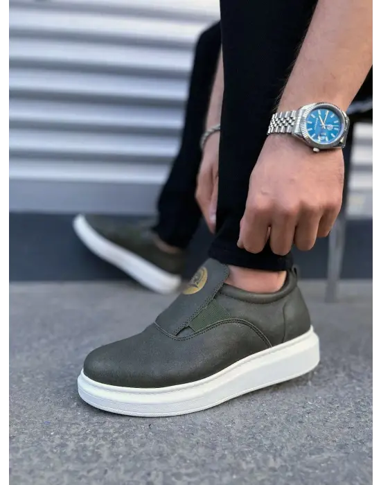 Tb161 Hippo Bağcıksız Cilt Erkek Günlük Sneaker Ayakkabı Cbt - Haki