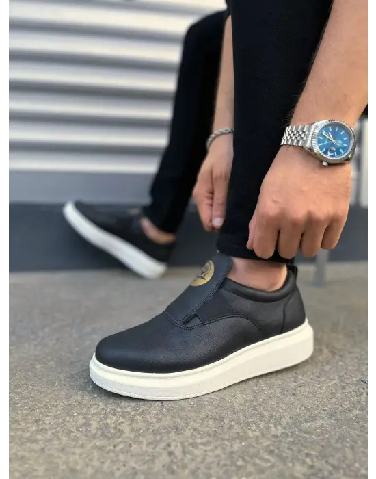 Tb161 Hippo Bağcıksız Cilt Erkek Günlük Sneaker Ayakkabı Cbt - Siyah
