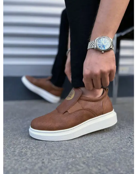 Tb161 Hippo Bağcıksız Cilt Erkek Günlük Sneaker Ayakkabı Cbt - Taba