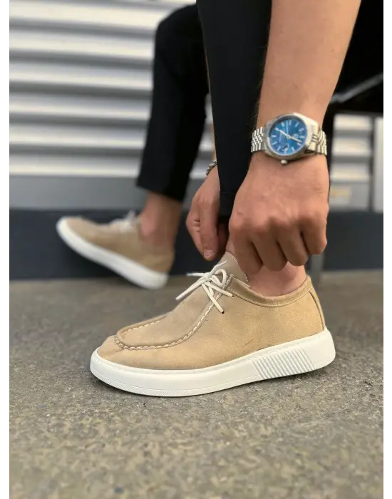 Tb170 Tornado Bağcıklı Süet Erkek Günlük Spor Klasik Ayakkabı Sbt - Krem