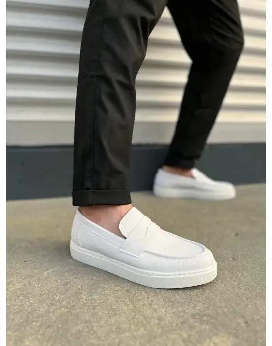 Tb180 Estilo X Bağcıksız Cilt Erkek Günlük Spor Klasik Ayakkabı Cbt - Beyaz