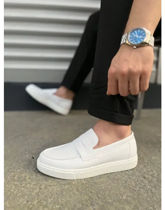 Tb180 Estilo X Bağcıksız Cilt Erkek Günlük Spor Klasik Ayakkabı Cbt - Beyaz