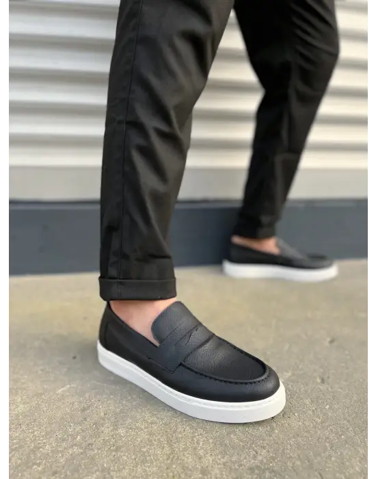 Tb180 Estilo X Bağcıksız Cilt Erkek Günlük Spor Klasik Ayakkabı Cbt - Siyah