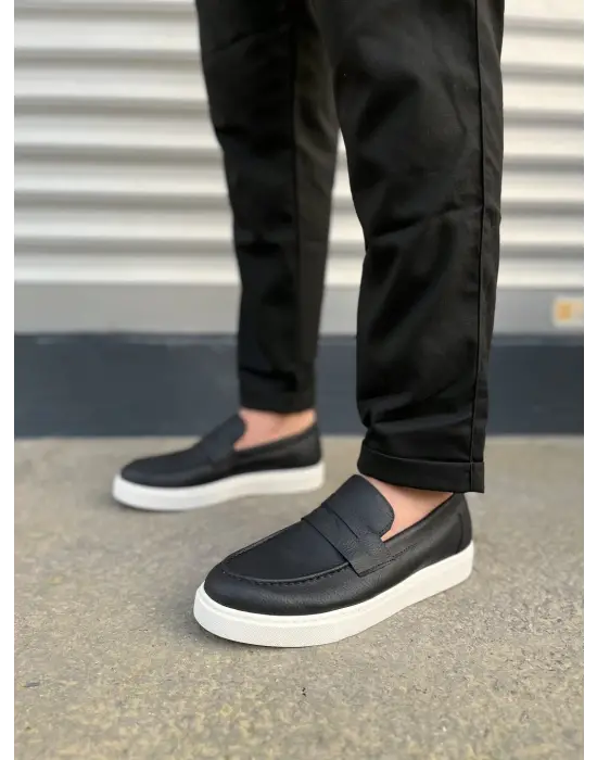 Tb180 Estilo X Bağcıksız Cilt Erkek Günlük Spor Klasik Ayakkabı Cbt - Siyah