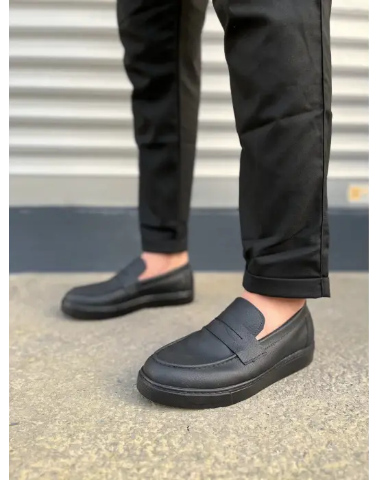 Tb180 Estilo X Bağcıksız Cilt Erkek Günlük Spor Klasik Ayakkabı Cst - Siyah