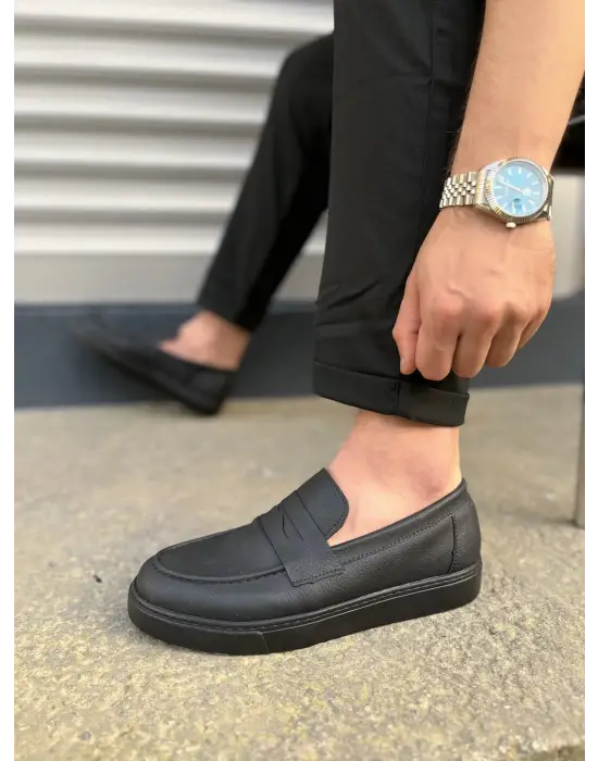 Tb180 Estilo X Bağcıksız Cilt Erkek Günlük Spor Klasik Ayakkabı Cst - Siyah