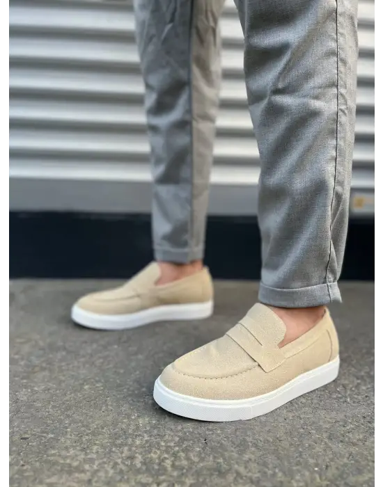 Tb180 Estilo X Bağcıksız Süet Erkek Günlük Spor Klasik Ayakkabı Sbt - Krem