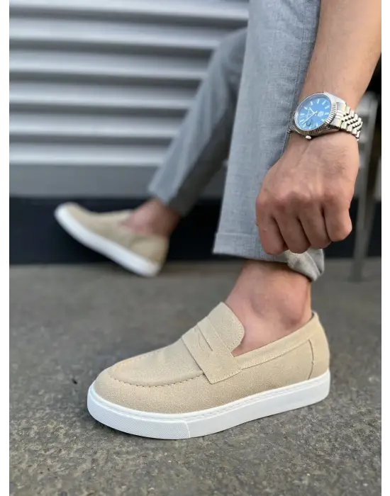 Tb180 Estilo X Bağcıksız Süet Erkek Günlük Spor Klasik Ayakkabı Sbt - Krem