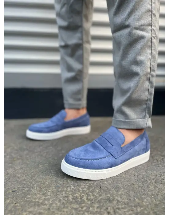 Tb180 Estilo X Bağcıksız Süet Erkek Günlük Spor Klasik Ayakkabı Sbt - Mavi