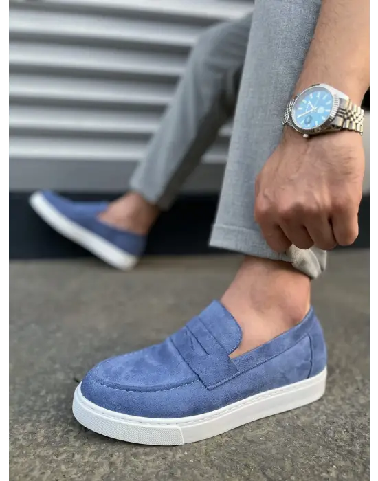 Tb180 Estilo X Bağcıksız Süet Erkek Günlük Spor Klasik Ayakkabı Sbt - Mavi