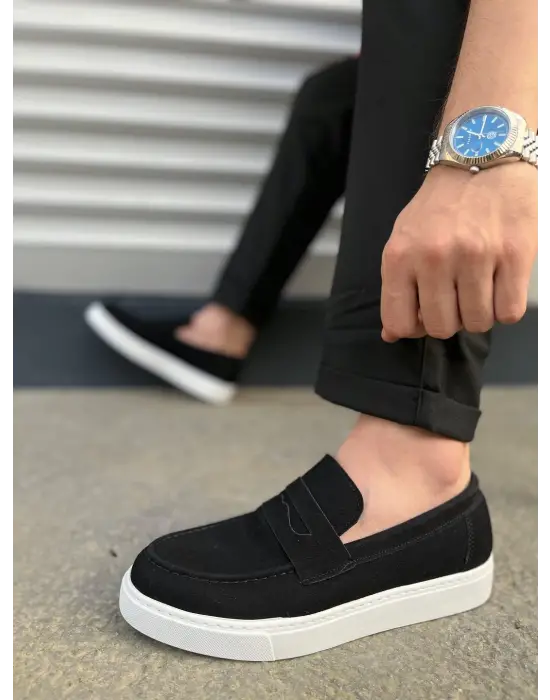 Tb180 Estilo X Bağcıksız Süet Erkek Günlük Spor Klasik Ayakkabı Sbt - Siyah