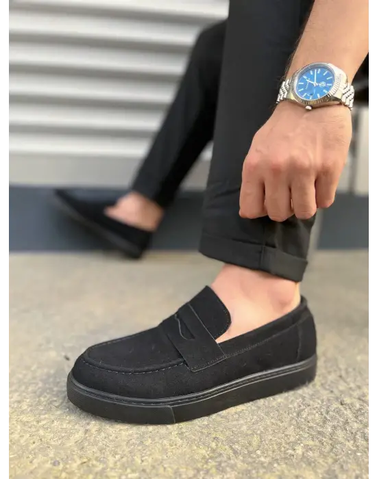 Tb180 Estilo X Bağcıksız Süet Erkek Günlük Spor Klasik Ayakkabı Sst - Siyah