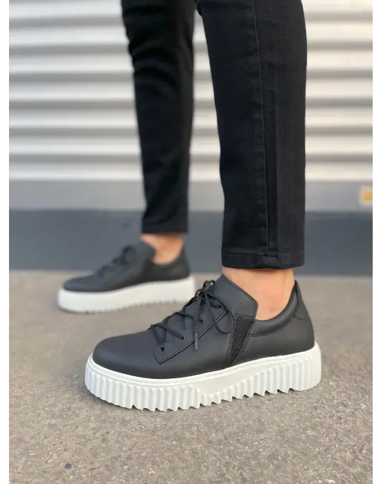 Tb502 Bold Bağcıklı Cilt Erkek Günlük Sneaker Ayakkabı Cbt - Siyah