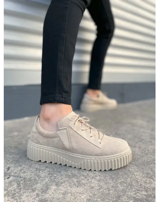 Tb502 Bold Bağcıklı Süet Erkek Günlük Sneaker Ayakkabı Skt - Krem