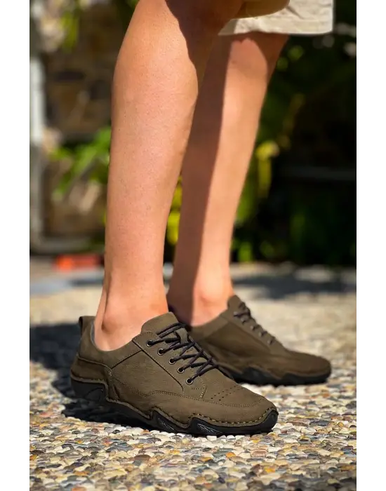 Tbdx1 Terzi Bey Haki Deri Günlük Erkek Ayakkabı