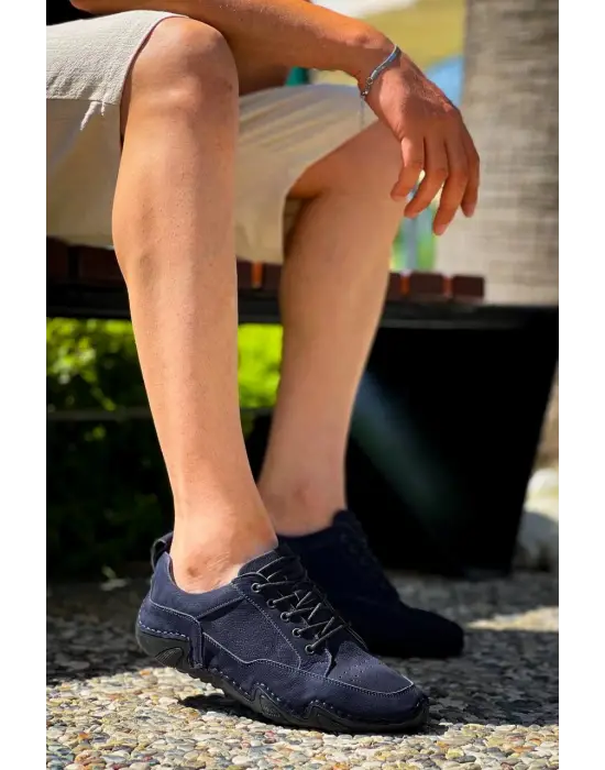 Tbdx1 Terzi Bey Lacivert Deri Günlük Erkek Ayakkabı