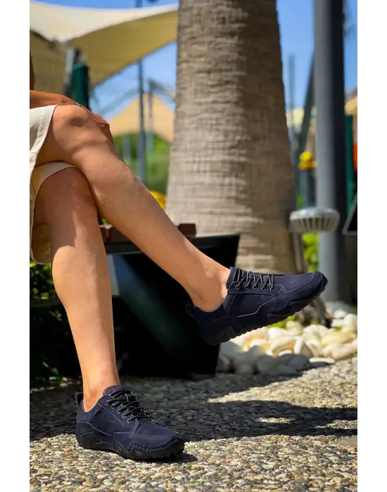 Tbdx1 Terzi Bey Lacivert Deri Günlük Erkek Ayakkabı