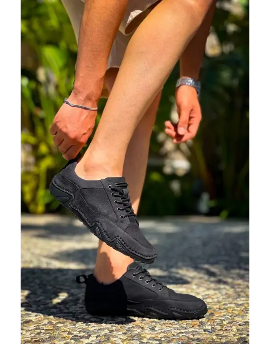 Tbdx1 Terzi Bey Siyah Deri Günlük Erkek Ayakkabı