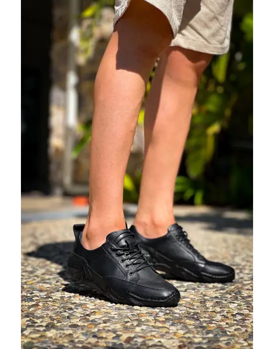 Tbdx1 Terzi Bey Siyah Deri Günlük Erkek Ayakkabı