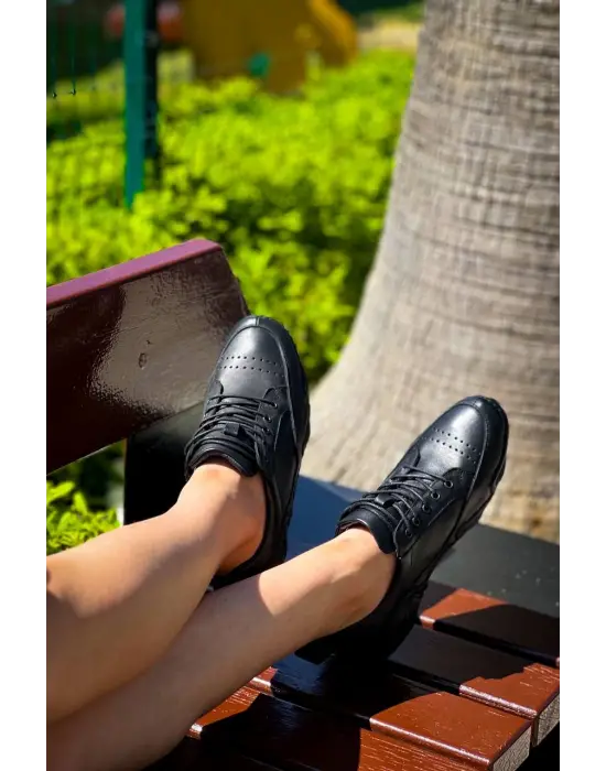 Tbdx1 Terzi Bey Siyah Deri Günlük Erkek Ayakkabı