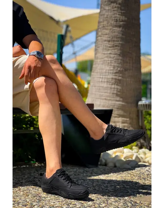 Tbdx1 Terzi Bey Siyah Deri Günlük Erkek Ayakkabı