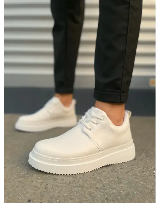 Tbx03 Luxor Bağcıklı Cilt Erkek Günlük Spor Klasik Ayakkabı Cbt - Beyaz