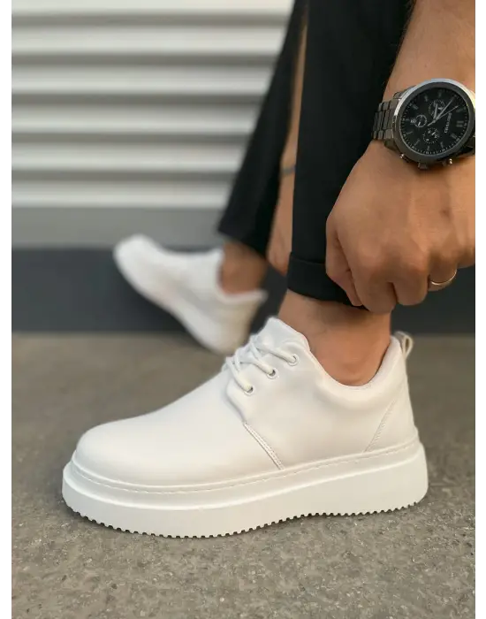 Tbx03 Luxor Bağcıklı Cilt Erkek Günlük Spor Klasik Ayakkabı Cbt - Beyaz