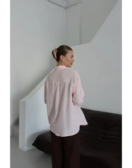 Tek Cepli Müslin Gömlek Pembe Pt