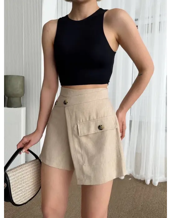 Tek Cepli Şort Etek