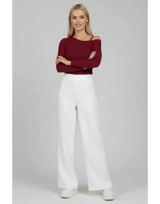 Tek Omuz İpli Bluz Bordo T4328