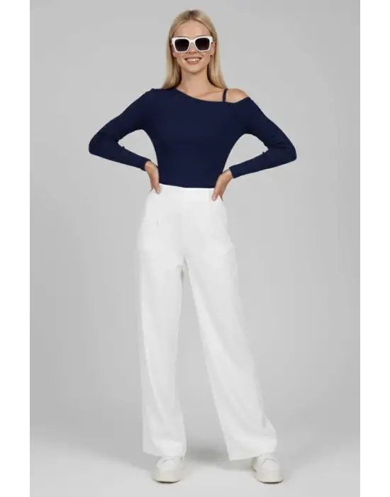 Tek Omuz İpli Bluz Lacivert T4328