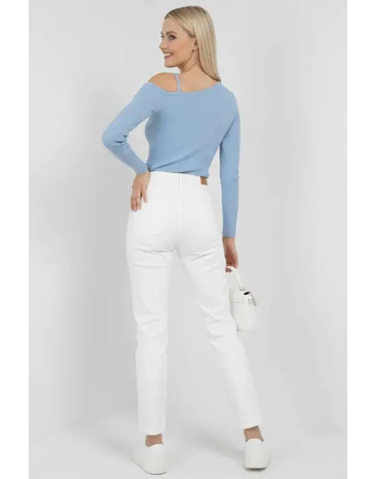 Tek Omuz İpli Bluz Mavi T4328