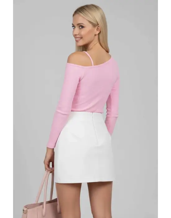 Tek Omuz İpli Bluz Pembe T4328
