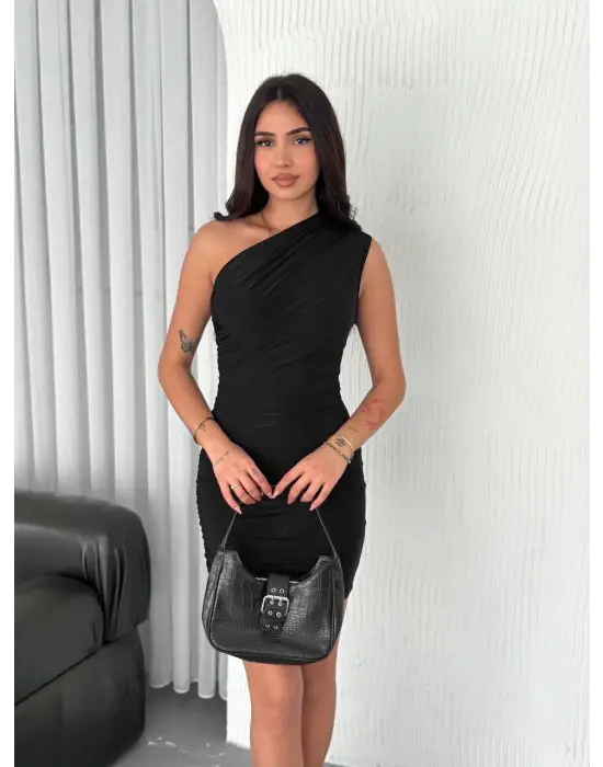 Tek Omuz Mini Elbise