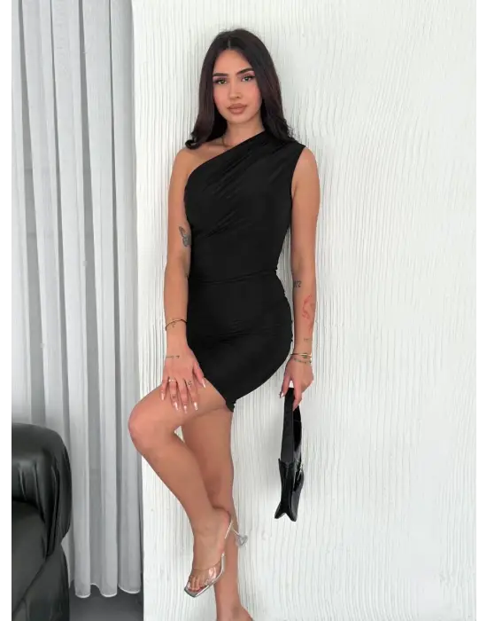 Tek Omuz Mini Elbise