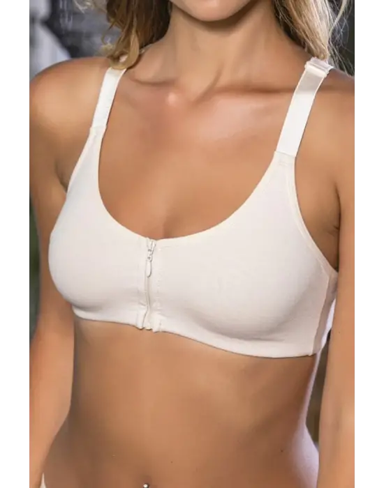Ten Önden Fermuarlı Pamuklu Sütyen,günlük Ve Medikal Kullanım İçin, Kadın İç Giyim